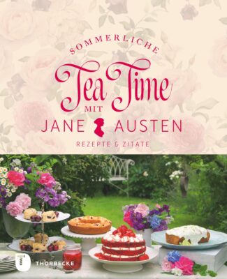 Erdbeeren zur Tea Time? Das ist eine gute Idee und deshalb bietet „Sommerliche Tea Time mit Jane Austen“ auch Gerichte mit Erdbeeren. Dazu gehören „Erdbeer-Basilikum-Soda“ oder „Erdbeercharlotte im Glas“. Das Buch ist von Thorbecke, 28 Euro.