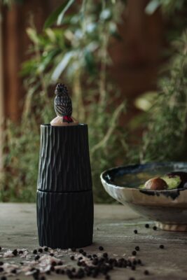 Credit: Wildlife Garden. 
Die Salz- und Pfeffermühle von Wildlife Garden begeistert mit ihrer ausgefallenen Optik und macht sich gut auf der gedeckten Tafel. Die Mühle ist mit einem Vogel gekrönt und hat eine geschnitzte Oberfläche. Mit hochwertigem Keramikmahlwerk.  
